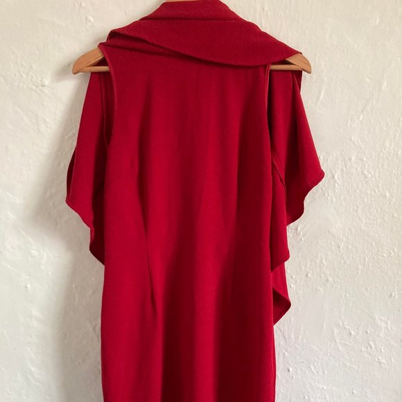 Guess Firetruck Red Sheath Cocktail Dress with Cape Sz M - Picture 1 of 3